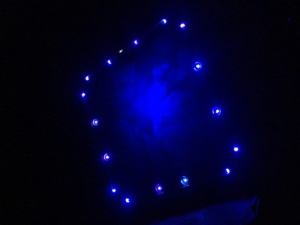 Hot tub at night with blue lights - mansion amenities